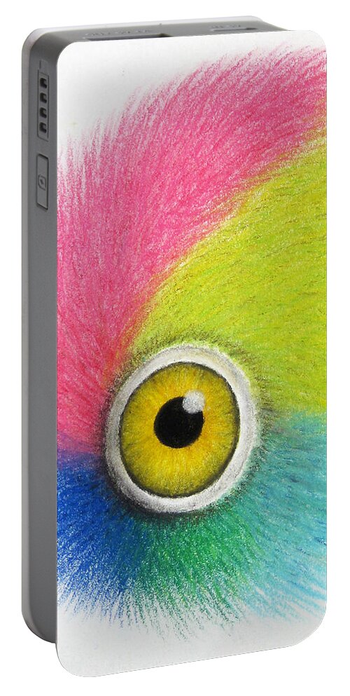 Parrot Portable Battery Charger featuring the painting Parrot Eye by Oiyee At Oystudio
