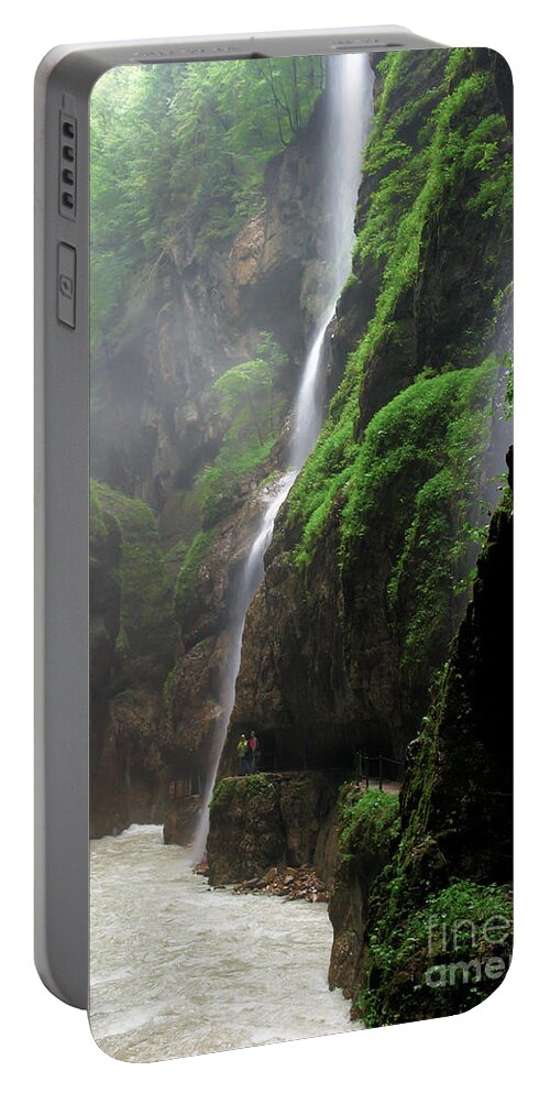 Bavaria Portable Battery Charger featuring the photograph partnachklamm impression I by Hannes Cmarits