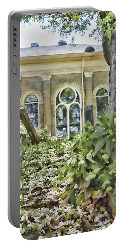 Tombstone Portable Battery Charger featuring the photograph Path with Flower Petals by Sharon Popek