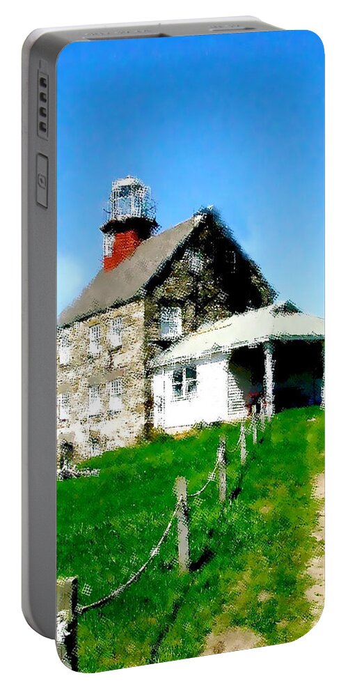 Lighthouse Painting Portable Battery Charger featuring the painting Pathway To Happiness by Iconic Images Art Gallery David Pucciarelli