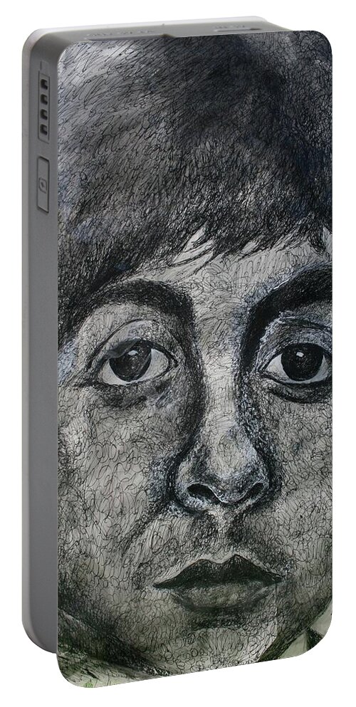 Paul Mccartney Portable Battery Charger featuring the drawing Paul McCartney by Melinda Saminski