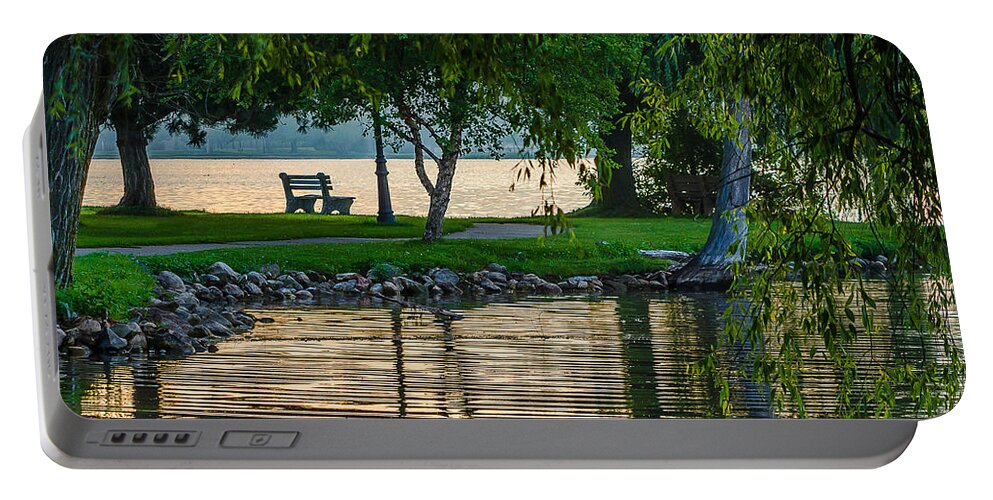 Lake Cadillac Portable Battery Charger featuring the photograph Peace in the Park by Rick Bartrand