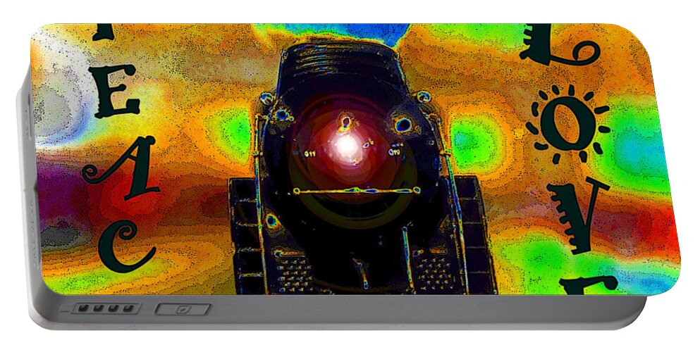 Peace Train Portable Battery Charger featuring the painting Peace Train a song by Cat Stevens by David Lee Thompson