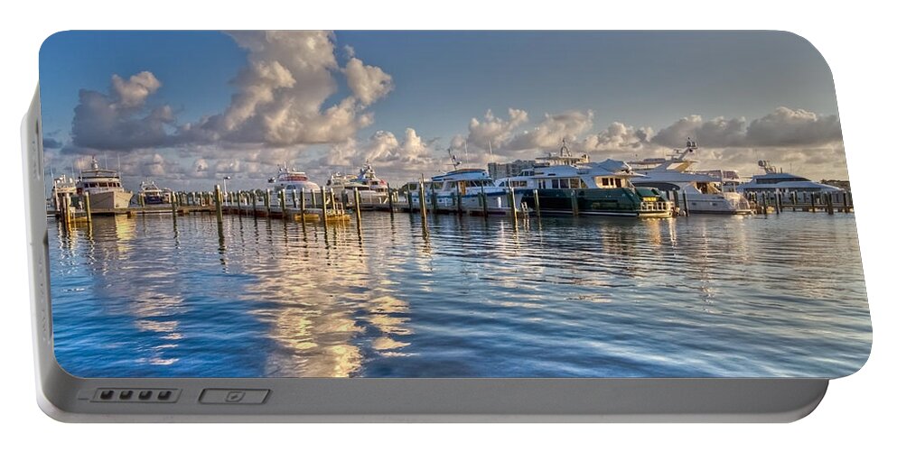 Boats Portable Battery Charger featuring the photograph Peaceful Harbor by Debra and Dave Vanderlaan