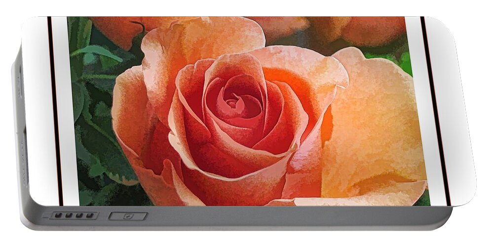 Peach Rose Portable Battery Charger featuring the digital art Peach Rose by Doug Morgan