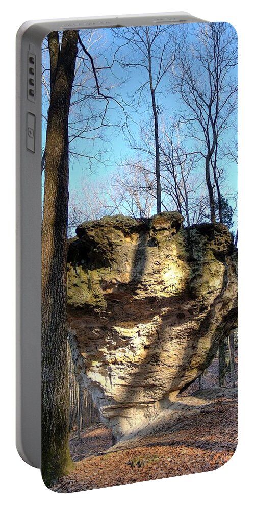 Peach Portable Battery Charger featuring the photograph Peach Tree Rock-1 by Charles Hite