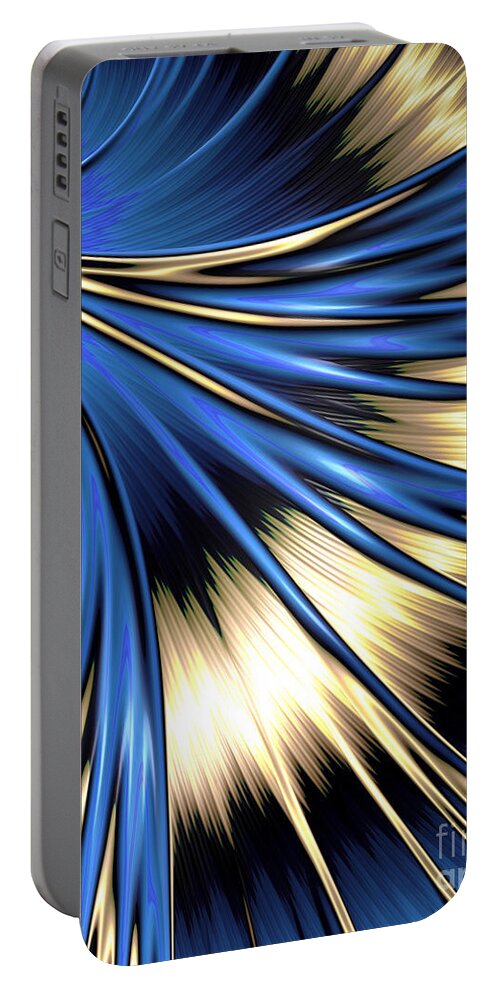 Peacock Portable Battery Charger featuring the digital art Peacock Tail Feather by Vix Edwards