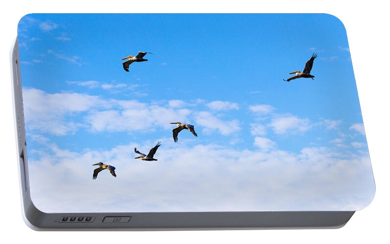 Pelicans Portable Battery Charger featuring the photograph Pelicans in flight by G Matthew Laughton