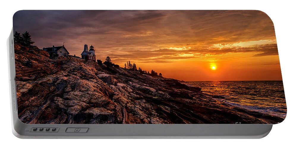 Atlantic Portable Battery Charger featuring the photograph Pemaquid Sunrise by Jerry Fornarotto