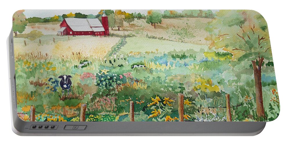 Pennsylvania Portable Battery Charger featuring the painting Pennsylvania Pasture by Christine Lathrop