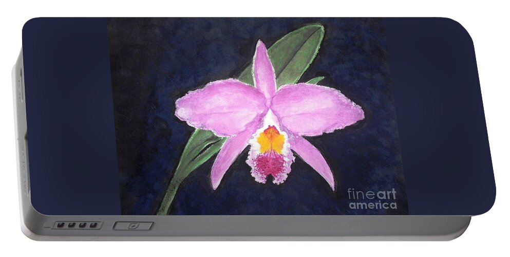Orchid Portable Battery Charger featuring the painting Penny's Orchid by Denise Railey