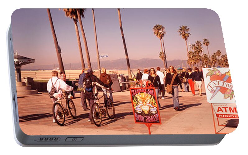 Photography Portable Battery Charger featuring the photograph People Walking On The Sidewalk, Venice by Panoramic Images