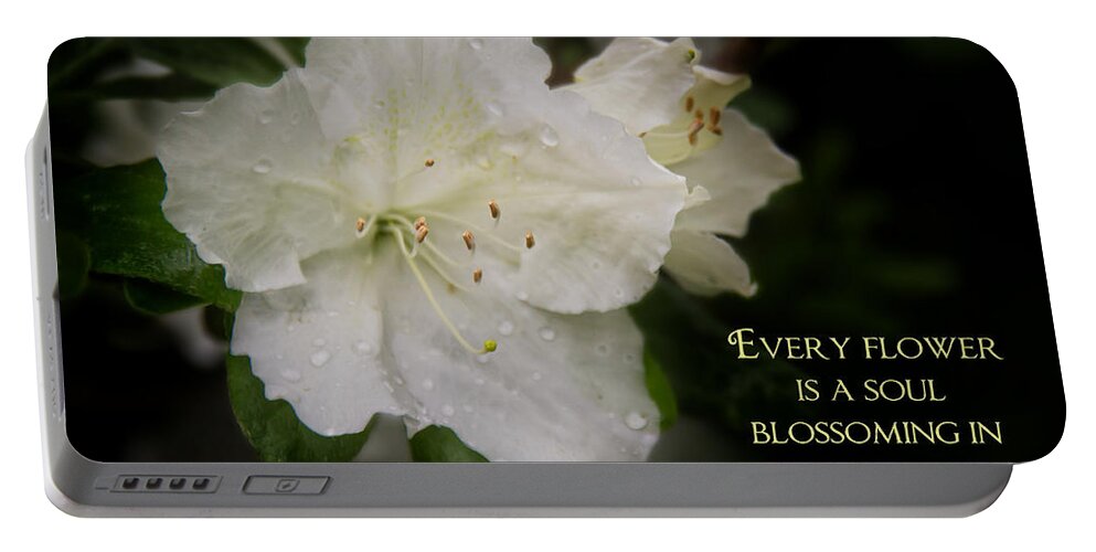 Jemmy Archer Portable Battery Charger featuring the photograph Perfect White Azalea by Jemmy Archer