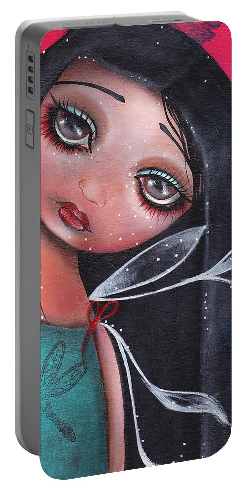 Fairy Portable Battery Charger featuring the painting Perla by Abril Andrade