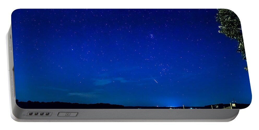 Perseid Portable Battery Charger featuring the photograph Perseid Meteor by Charles Hite