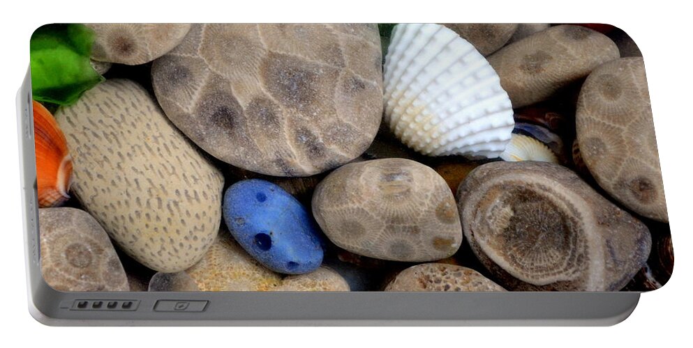 Square Portable Battery Charger featuring the photograph Petoskey Stones V by Michelle Calkins