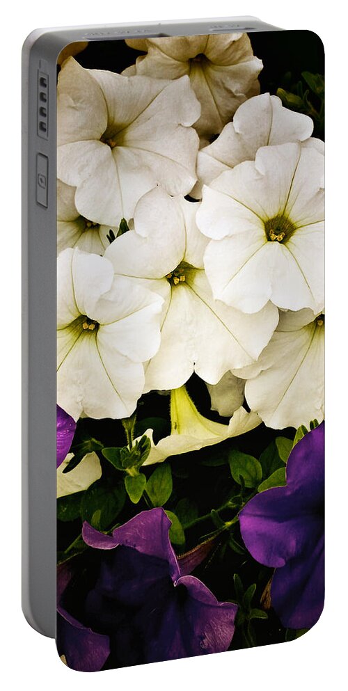 Flowers Portable Battery Charger featuring the photograph Petunias by Susan Kinney