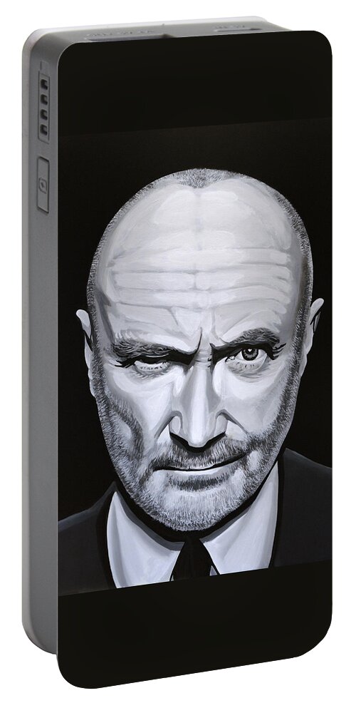 Phil Collins Portable Battery Charger featuring the painting Phil Collins by Paul Meijering