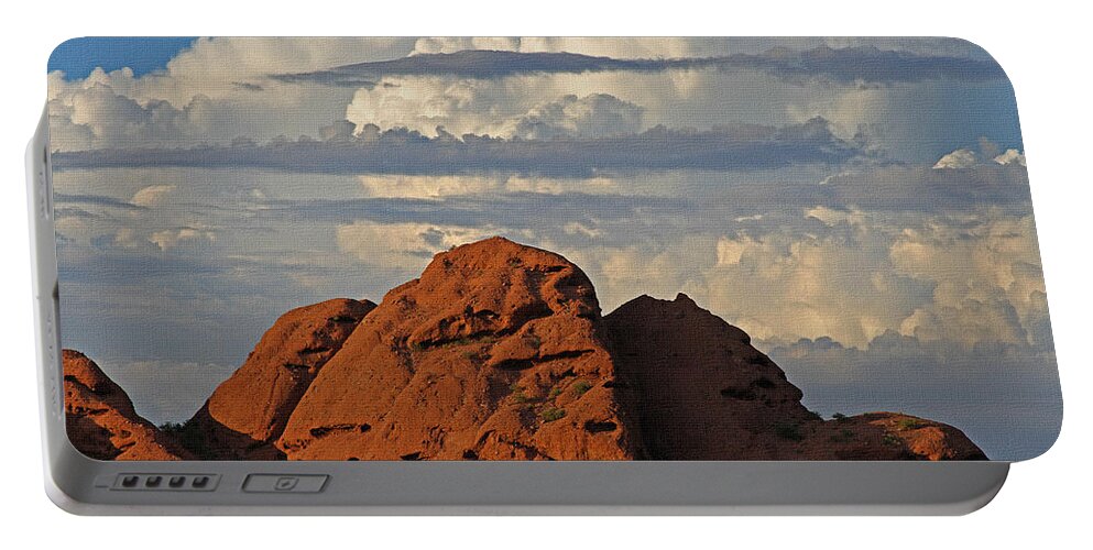 Phoenix Papago Park With Thunderstorm Portable Battery Charger featuring the photograph Phoenix Papago Park With Thunderstorm by Tom Janca