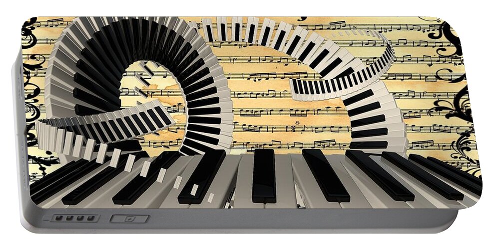 Piano Keys  Portable Battery Charger featuring the digital art Piano Keys by Louis Ferreira