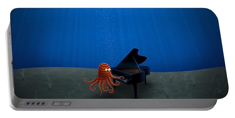 Octopus Portable Battery Charger featuring the digital art Piano Playing Octopus by Gianfranco Weiss