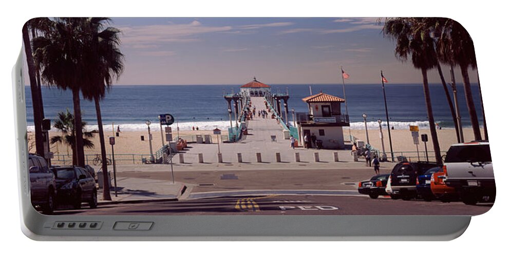Photography Portable Battery Charger featuring the photograph Pier Over An Ocean, Manhattan Beach by Panoramic Images