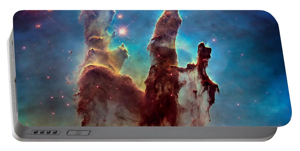 Pillars Of Creation Portable Battery Charger featuring the photograph Pillars of Creation in High Definition - Eagle Nebula by Jennifer Rondinelli Reilly - Fine Art Photography