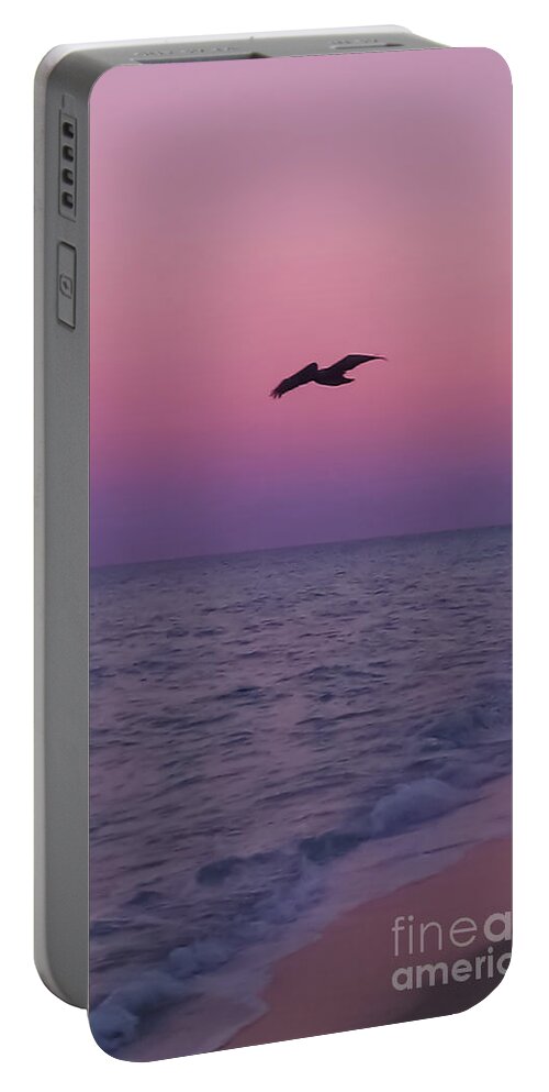 Pink Portable Battery Charger featuring the photograph Pink Beach Sunset by Charlie Cliques