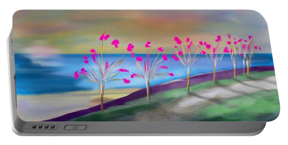 Ipad Painting Portable Battery Charger featuring the digital art Pink Blossoms by Frank Bright