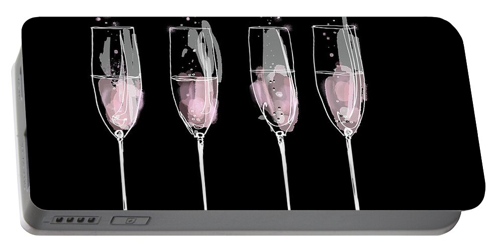 Alcohol Portable Battery Charger featuring the photograph Pink Champagne Flutes In A Row by Ikon Ikon Images