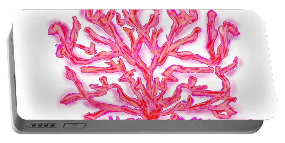 Sea Portable Battery Charger featuring the digital art Pink Coral by Christine Fournier