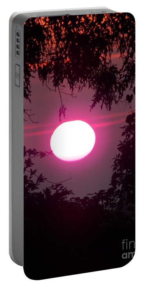 Sunrise Portable Battery Charger featuring the digital art Pink Sunrise Breast Cancer Awareness by Matthew Seufer