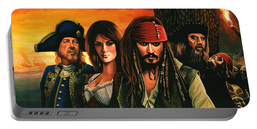 Pirates Of The Caribbean Portable Battery Charger featuring the painting Pirates of the Caribbean by Paul Meijering