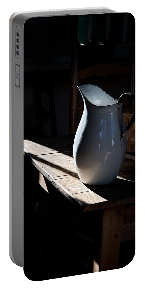 Pitcher Portable Battery Charger featuring the photograph Pitcher On Table by Ron Weathers