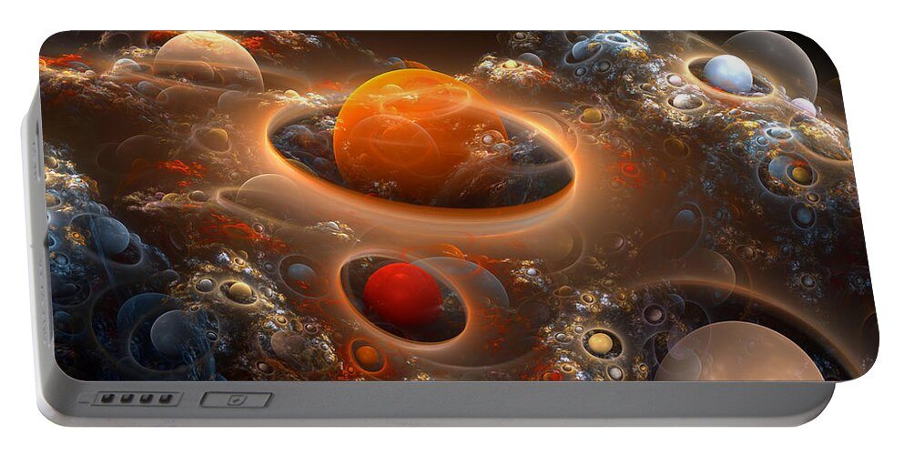 Fractal Portable Battery Charger featuring the digital art Planetary Plasmas by Richard Ortolano