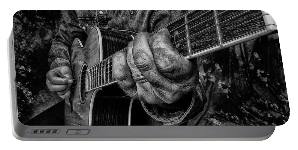 Blues Player Portable Battery Charger featuring the photograph Playin The Blues by Kevin Cable