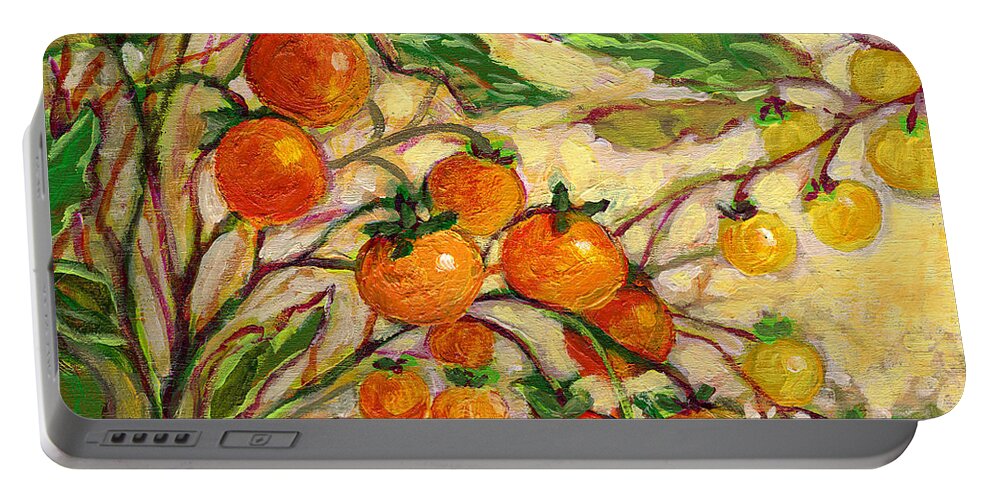 Tomato Portable Battery Charger featuring the painting Plein Air Garden Series No 15 by Jennifer Lommers
