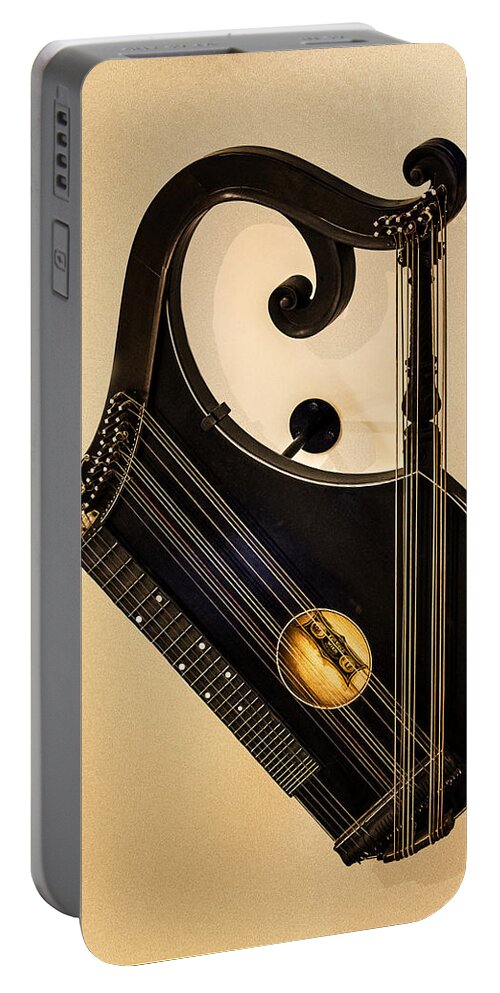 Zither Portable Battery Charger featuring the digital art Plucked Vienna Zither by Georgianne Giese