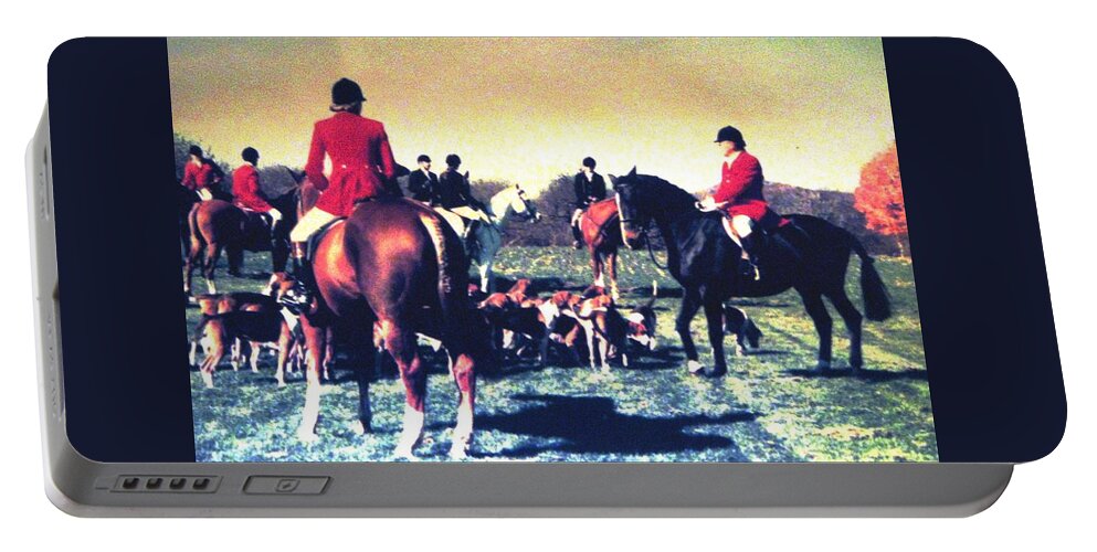 Foxhunting Portable Battery Charger featuring the photograph Plum Run Hunt Opening Day by Angela Davies