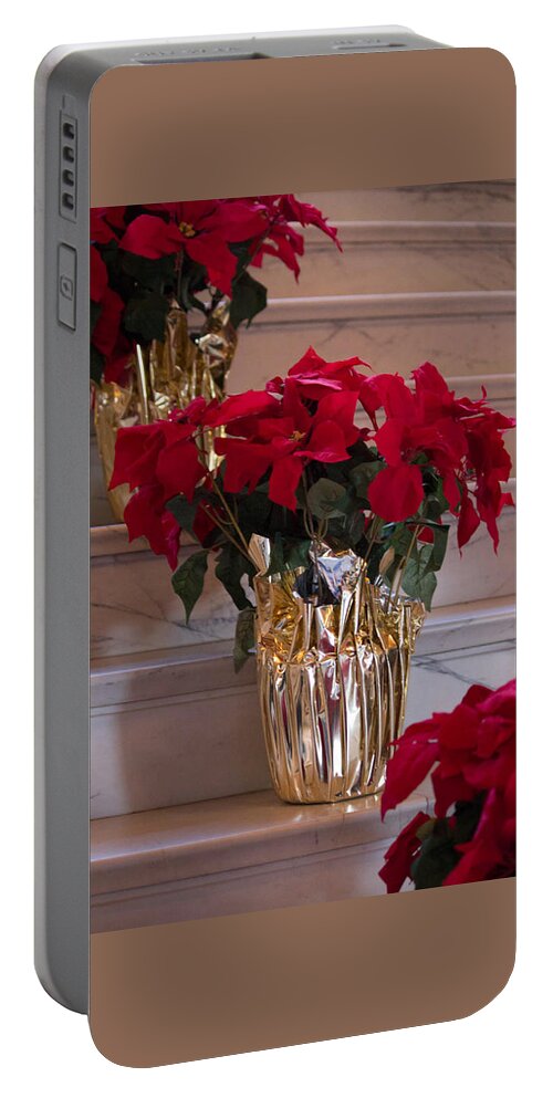 Poinsettias Portable Battery Charger featuring the photograph Poinsettias by Patricia Babbitt