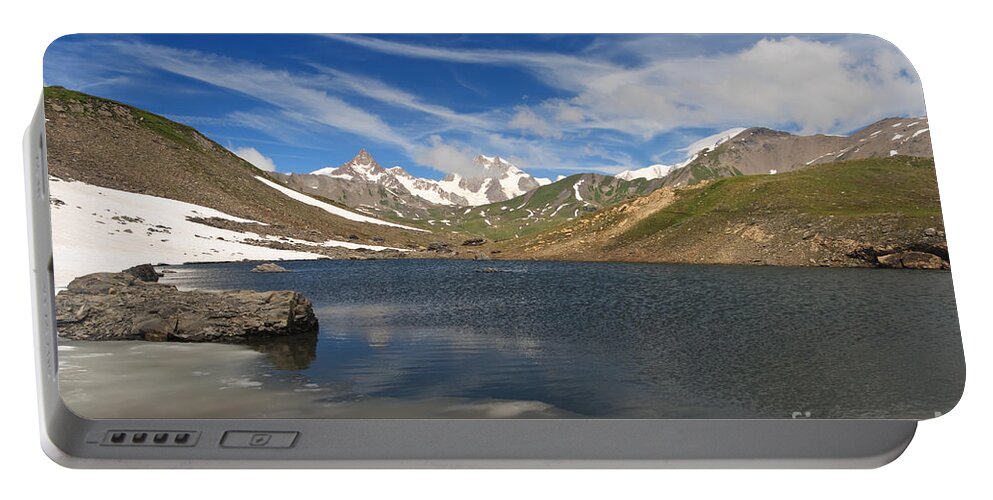 Alpine Portable Battery Charger featuring the photograph Pointe Rousse lake by Antonio Scarpi