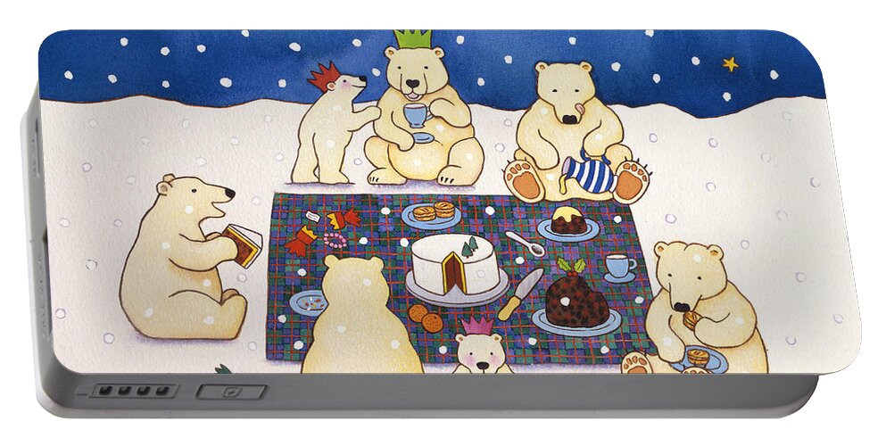 Christmas Portable Battery Charger featuring the painting Polar Bear Picnic by Cathy Baxter