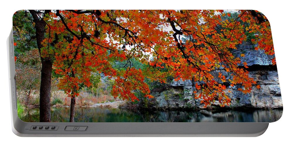 Pond Portable Battery Charger featuring the photograph Fall at Lost Maples State Natural Area by Michael Tidwell