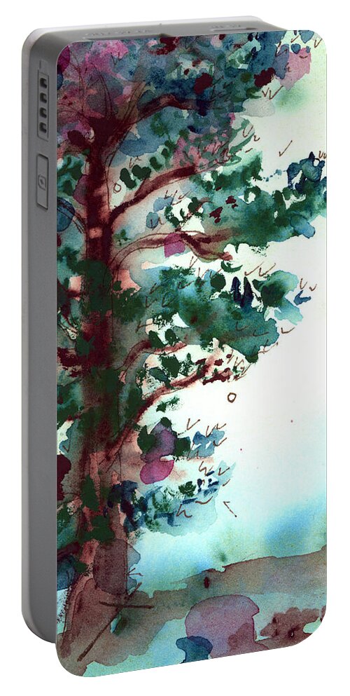 Ponderosa Pine Watercolor Portable Battery Charger featuring the painting Ponderosa Pine by Dawn Derman