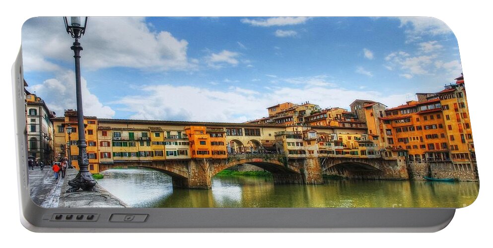 Ponte Vecchio At Florence Italy Portable Battery Charger featuring the photograph Ponte Vecchio At Florence Italy by Mel Steinhauer