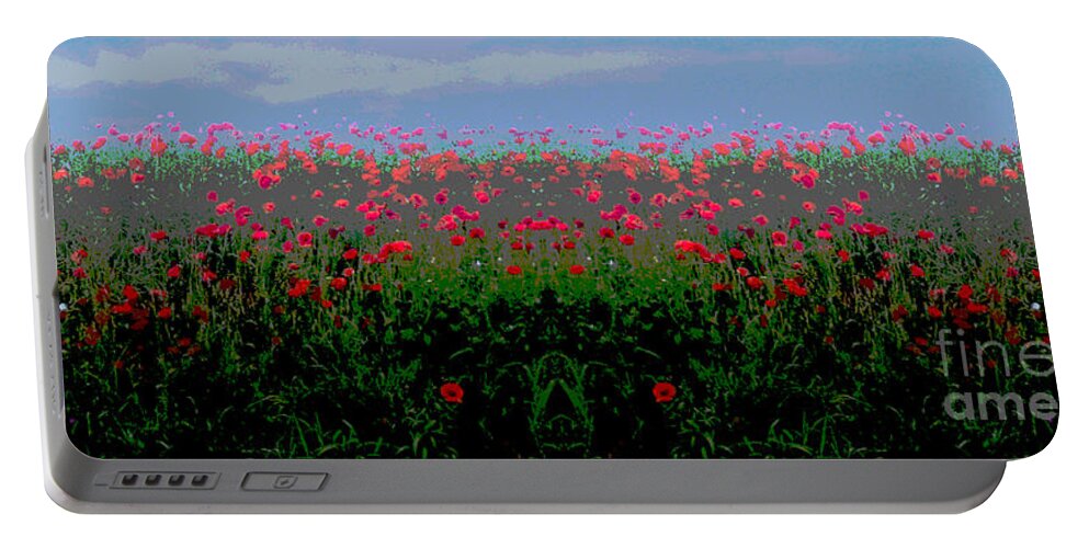 Pop Portable Battery Charger featuring the digital art Poppies field by Jean luc Comperat