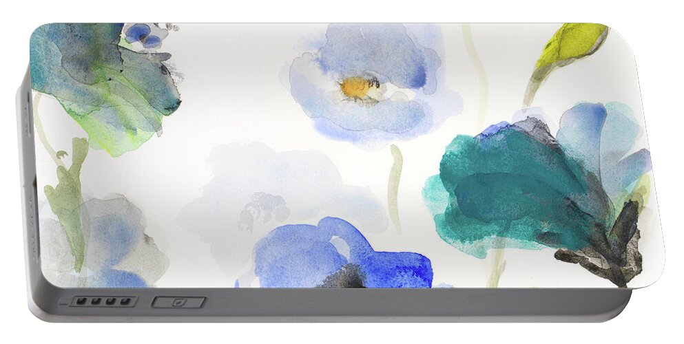 Poppies Portable Battery Charger featuring the painting Poppies In The Blues I by Lanie Loreth