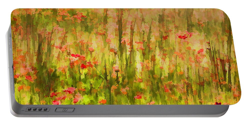 Flowers Meadow Portable Battery Charger featuring the painting Poppies of Tuscany II by David Letts