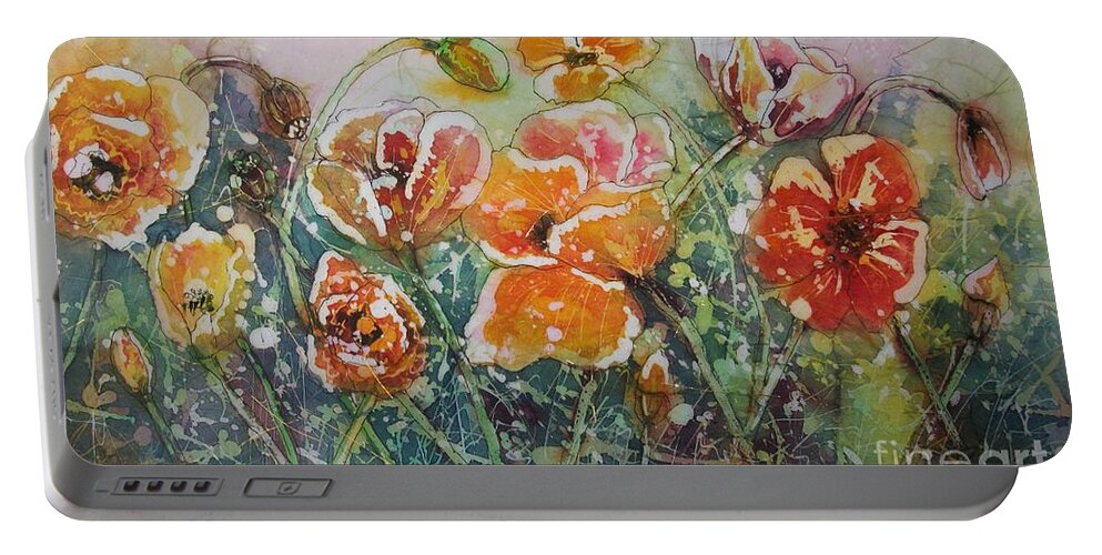 Poppy Portable Battery Charger featuring the painting Poppy Field by Carol Losinski Naylor