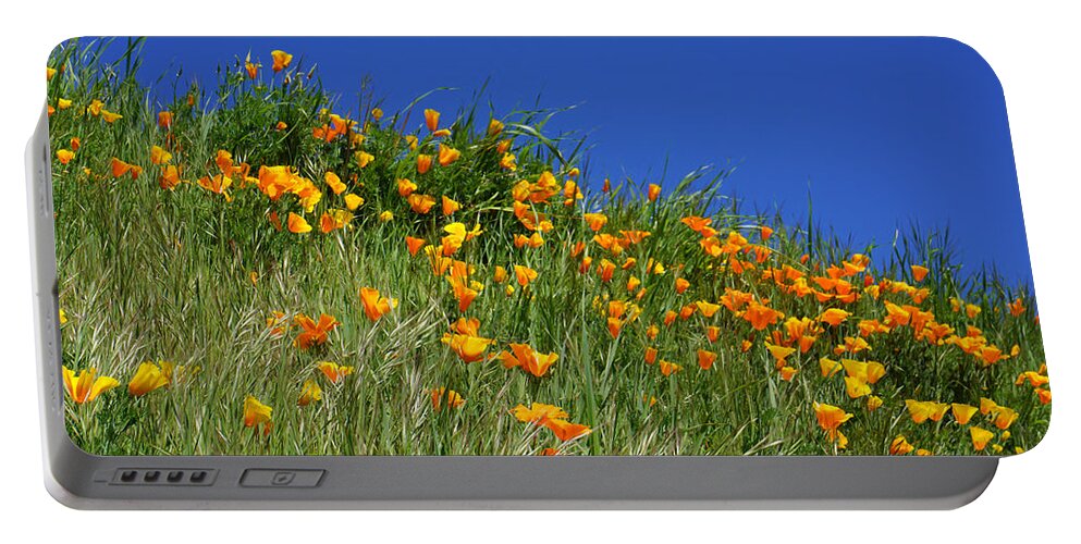 Yellow Portable Battery Charger featuring the photograph Poppy Flowers Landscape Art Prints Poppies by Patti Baslee